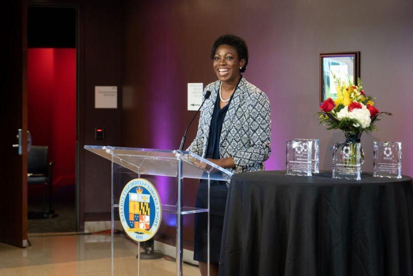 Dr. Falecia Williams, PGCC president, addresses the College community